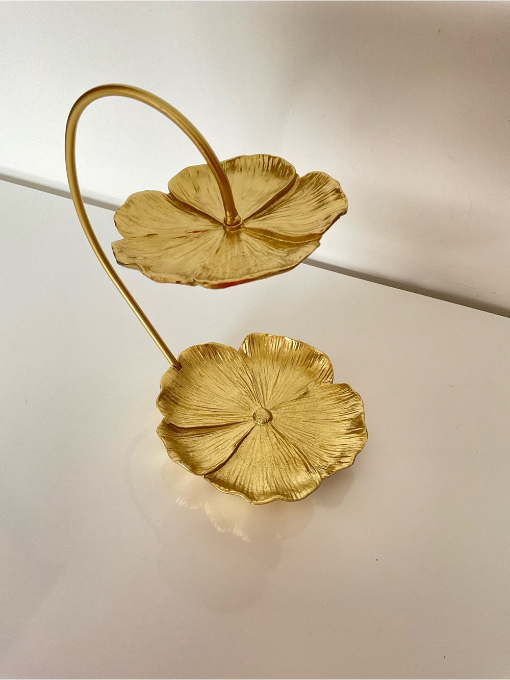 Gold Floral Two-Tier Decorative Tray - Home Accents